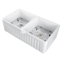 Fermentale Ceramic Gloss White Kitchen Sink, Double Bowl, 760X445X250 ,