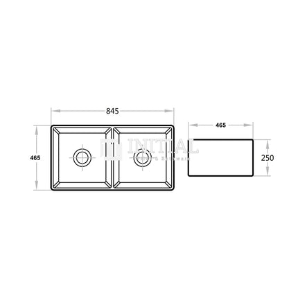 Fermentale Ceramic Gloss White Kitchen Sink, Double Bowl, 845X465X250 ,