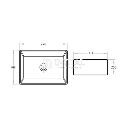 Fermentale Ceramic Gloss White Kitchen Sink, Single Bowl, 770X515X250 ,