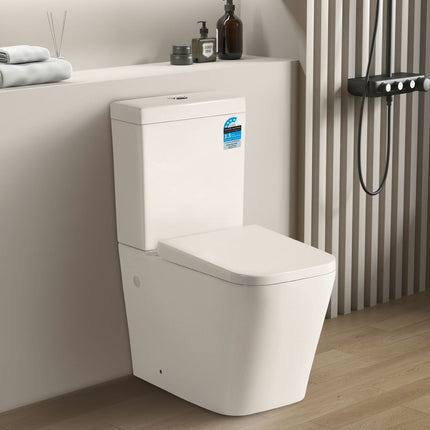 Kubic Box Rim Flush Pan Back to Wall Toilet Suite Ceramic White 665X380X840 ,