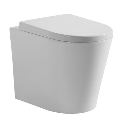 Urbane Box Rim Wall Faced Floor Pan Toilet Ceramic White 590X365X420 ,
