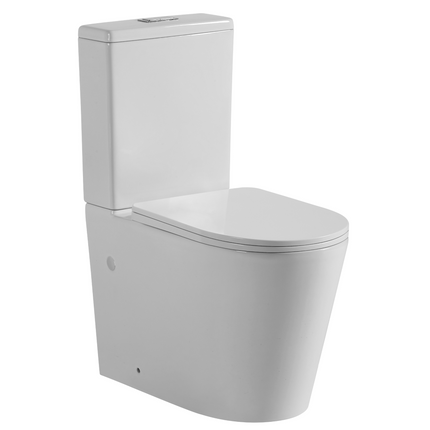 Alice Compact Rimless Back to Wall Toilet Suite Ceramic White 605X380X865 ,