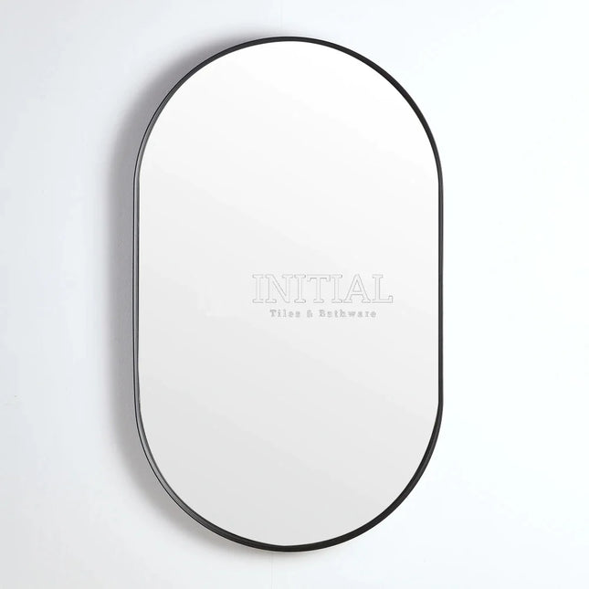 Olivia Framed Oval Mirror Matt Black ,