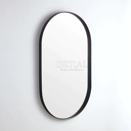Olivia Framed Oval Mirror Matt Black ,