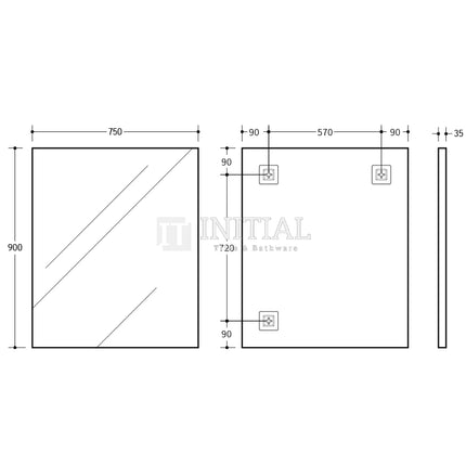 Qubist Matte Black Framed Rectangular Mirror, 5 Sizes ,