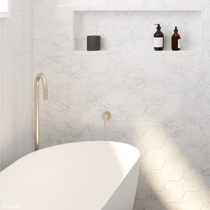 Fienza Kaya Brushed Nickel Wall Shower Mixer, Round Plate ,