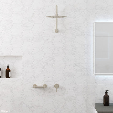 Fienza Kaya Brushed Nickel Wall Shower Mixer, Round Plate ,
