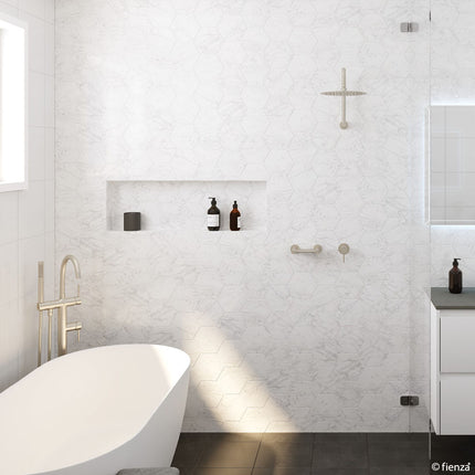 Kaya Floor Mounted Bath Mixer with Hand Shower Brushed Nickel ,