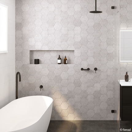Fienza Kaya Matte Black Wall Shower Mixer, Round Plate ,