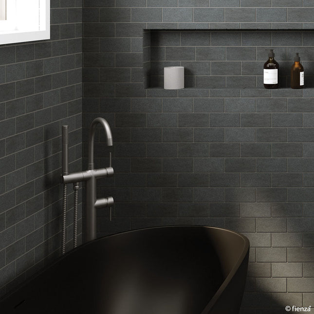 Fienza Kaya Gun Metal Wall Shower Mixer, Round Plate ,