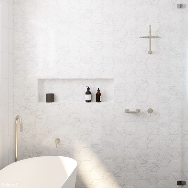 Fienza Kaya Brushed Nickel Gooseneck Shower Arm Set ,