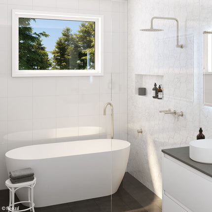 Fienza Kaya Brushed Nickel Gooseneck Shower Arm Set ,