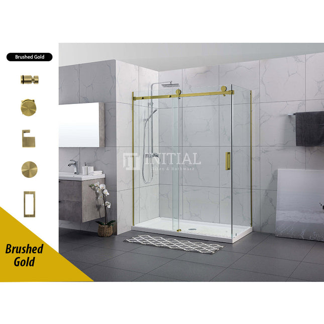 L shape Frameless Sliding Door adjustable 10mm Glass Brushed Nickel/Gold/GunMetal 950-1180 x 2000mm , Brushed Gold