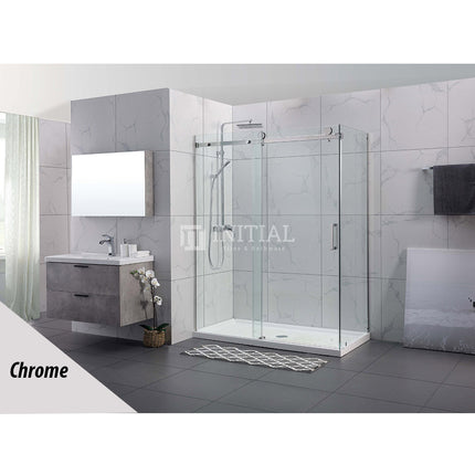 L shape Frameless Sliding Door adjustable 10mm Glass Chrome/Black 950-1180 x 2000mm , 950-1000 Chrome 800x2000