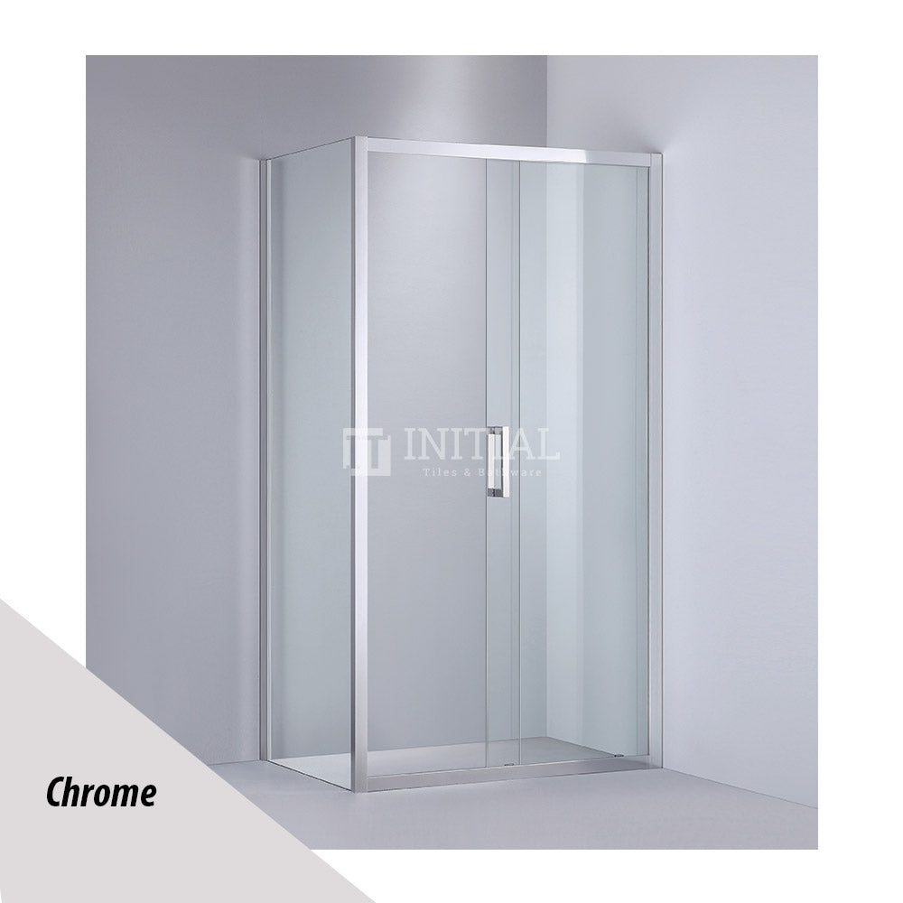 L shape Semi-Frame Sliding Door Adjustable 6mm Glass 1040-1750x1900mm , 1040-1100 Chrome 800x1900