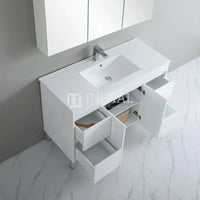 Gloss White PVC Freestanding Floor Vanity with 2 Doors and 4 Drawers Single Bowl 1190W X 850H X 455D ,