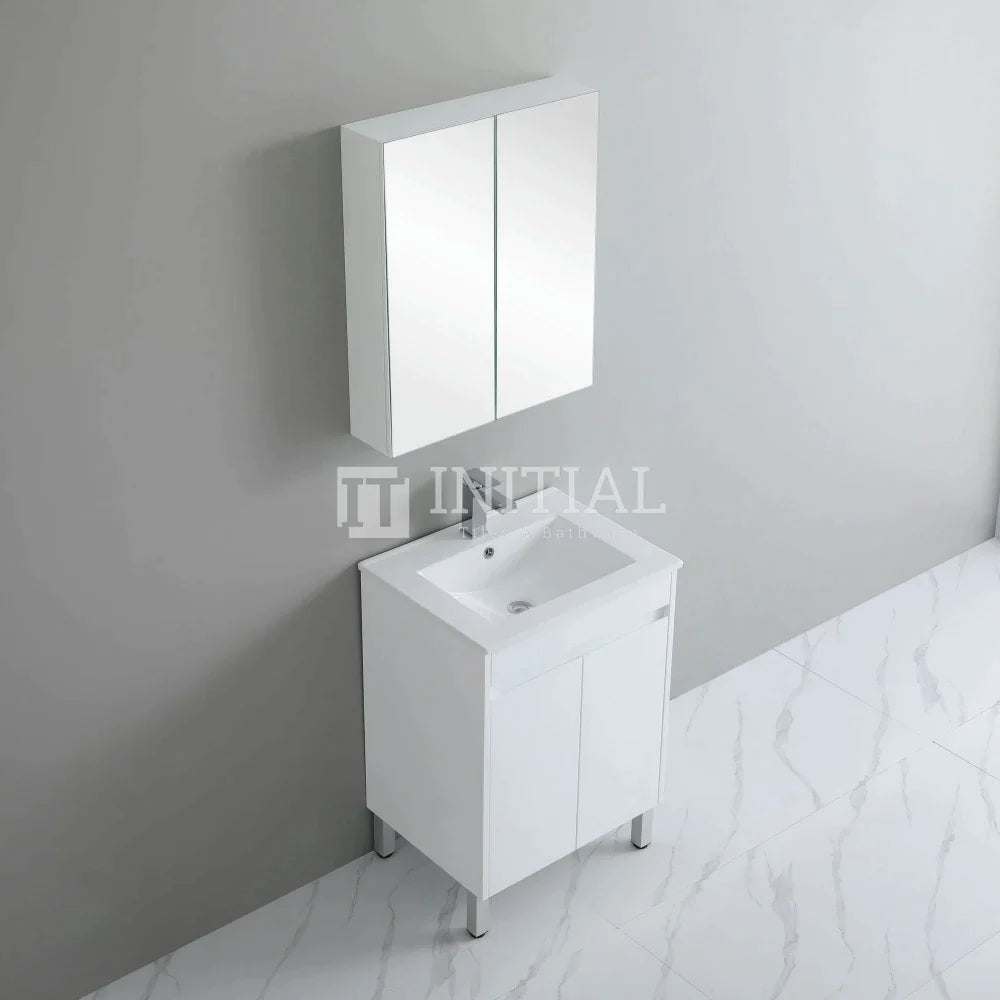 Gloss White PVC Freestanding Floor Vanity with 2 Doors 590W X 850H X 455D ,
