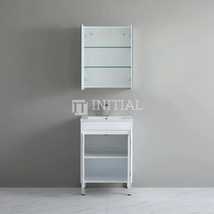 Gloss White PVC Freestanding Floor Vanity with 2 Doors 590W X 850H X 455D ,