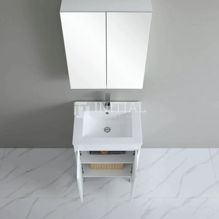 Gloss White PVC Freestanding Floor Vanity with 2 Doors 590W X 850H X 455D ,