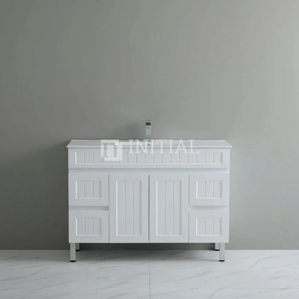 Modern Shaker Matt White Freestanding Floor Vanity Cabinet & Ceramic Top Single Bowl 1200X460X860 ,