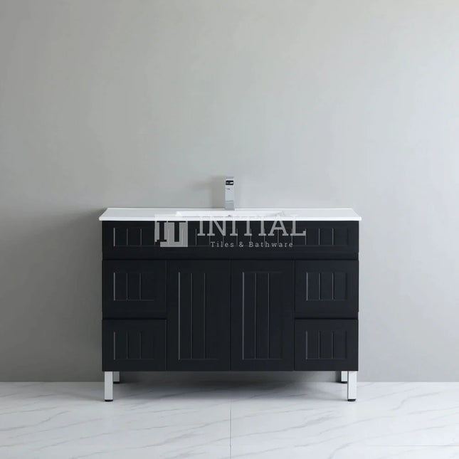 Modern Shaker Matt Black Freestanding Floor Vanity Cabinet & Ceramic Top Single Bowl 1200X460X860 ,