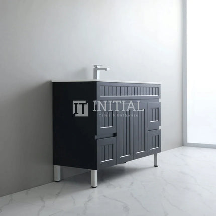 Modern Shaker Matt Black Freestanding Floor Vanity Cabinet & Ceramic Top Single Bowl 1200X460X860 ,