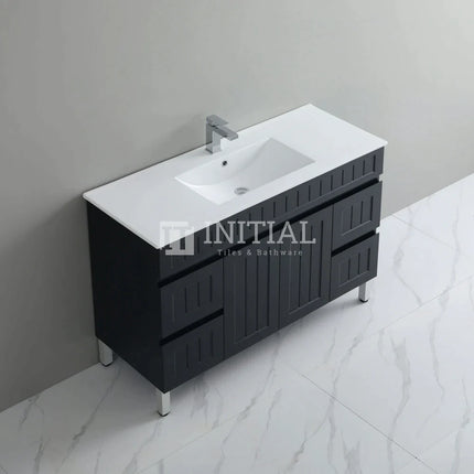Modern Shaker Matt Black Freestanding Floor Vanity Cabinet & Ceramic Top Single Bowl 1200X460X860 ,