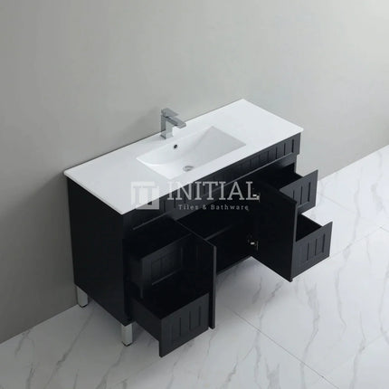 Modern Shaker Matt Black Freestanding Floor Vanity Cabinet & Ceramic Top Single Bowl 1200X460X860 ,