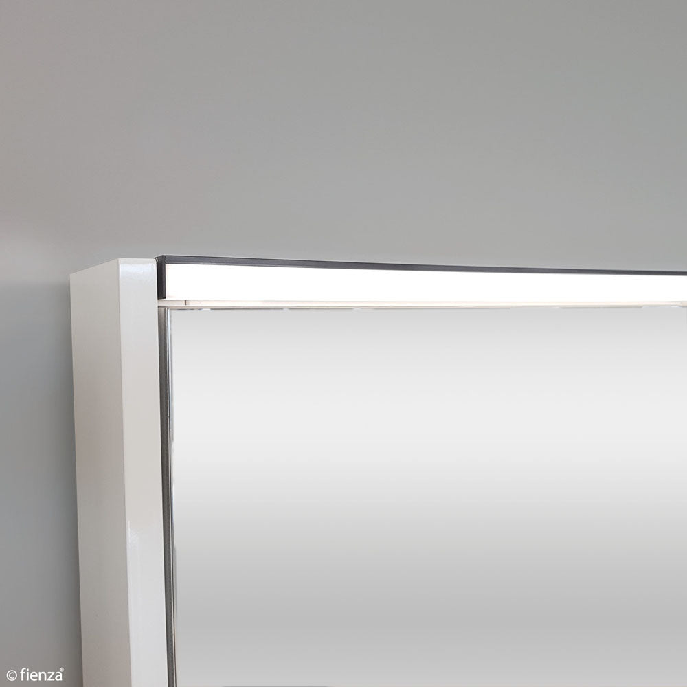 Mirror Panel Single Fienza LED Mirror Cabinet, Gloss White Side Panels, 900mm – Initial Tiles