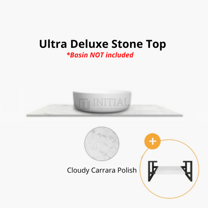 Otti Massa Series Wall Hung Vanity with 2 Drawers Soft Close Doors Matt White 740W X 550H X 460D , With Ultra Deluxe Top - Cloudy Carrara With 750mm Leg