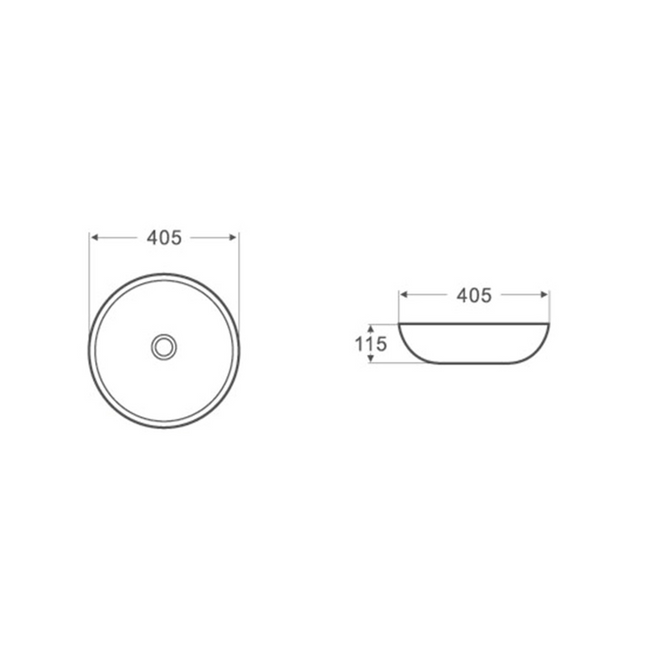 Matt Round Above Counter Basin Grey 405X405X115 ,