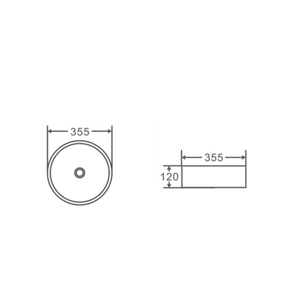 Matt Round Above Counter Basin White 355X355X120 ,