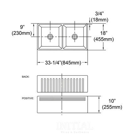 Boston Ceramic Reversible Butler Sink, Double Bowl ,