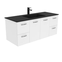 Fienza UniCab Gloss White 1200 Wall Hung Cabinet, Solid Doors , With Moulded Basin-Top - Montana Solid Surface