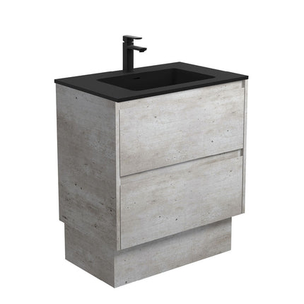 Fienza Amato Industrial 750 Cabinet on Kickboard, Solid Panels, Bevelled Edge , With Moulded Basin-Top - Montana Solid Surface Industrial Panels