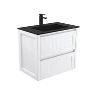 Fienza Hampton Satin White 750 Wall Hung Cabinet, 2 Solid Drawers , With Moulded Basin-Top - Montana Solid Surface