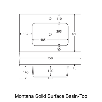 Fienza Manu Gloss White 750 Wall-Hung Cabinet, Solid Drawer ,