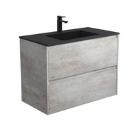 Fienza Amato Industrial 900 Wall Hung Cabinet, 2 Solid Drawers, Bevelled Edge , With Moulded Basin-Top - Montana Solid Surface Industrial Panels