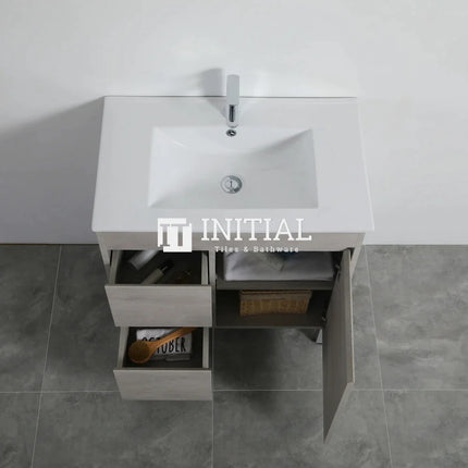 Nova 750 Plywood Concrete Grey Freestanding Floor Vanity, 1 Solid Door, 2 Drawers ,