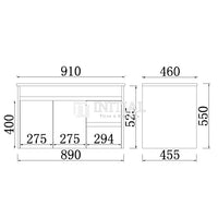 Nova 900 Plywood Concrete Grey Wall Hung Vanity, 2 Solid Doors, 2 Drawers ,