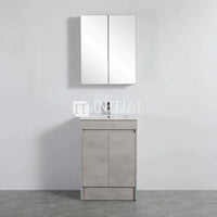 Nova 600 Concrete Grey Shaving Cabinet, 2 Solid Doors ,