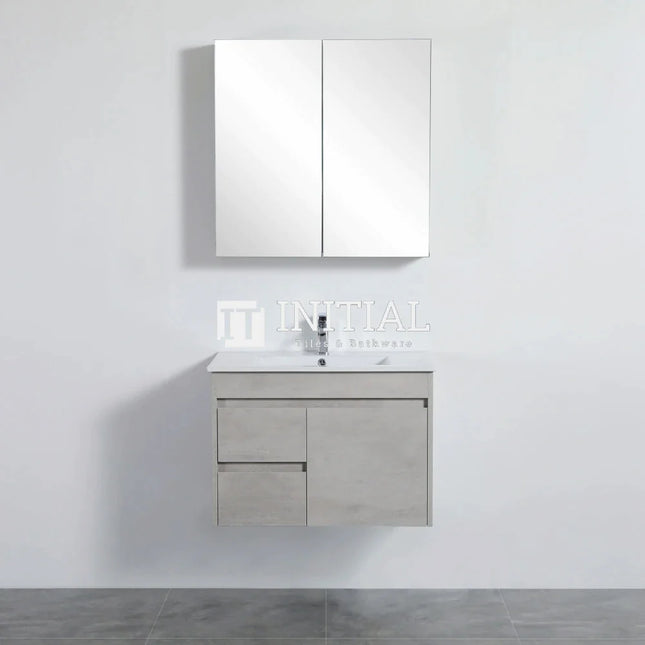 Nova 750 Concrete Grey Shaving Cabinet, 2 Solid Doors ,