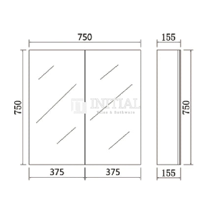 Nova 750 Concrete Grey Shaving Cabinet, 2 Solid Doors ,