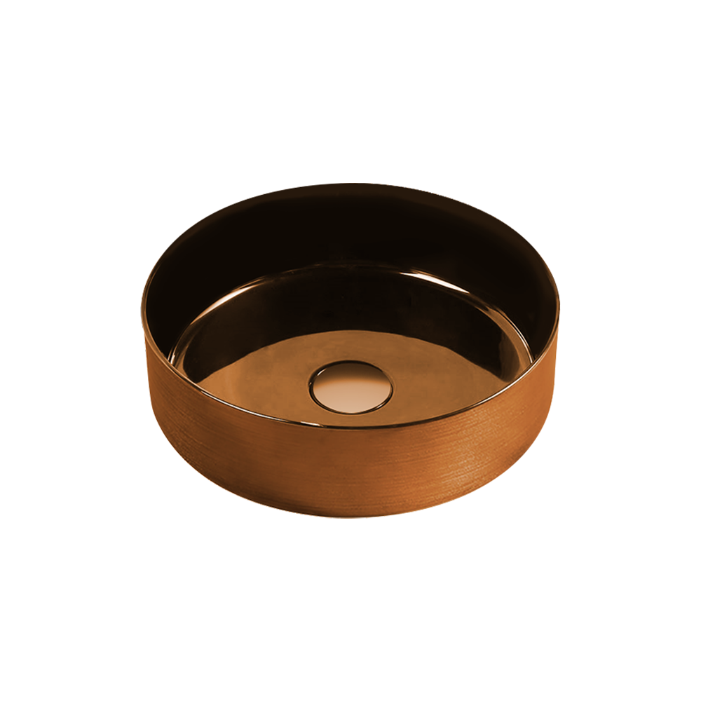 Gloss Round Above Counter Basin Rose Gold 355X355X115 ,