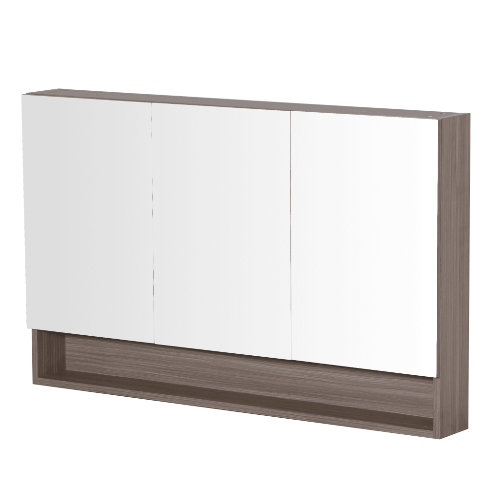 Style Wood Grain PVC Mirrors Shaving Cabinet With 3 Doors Oak 1200X150X750 ,