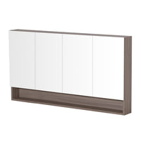 Style Wood Grain PVC Mirrors Shaving Cabinet With 4 Doors Oak 1500X150X750 ,