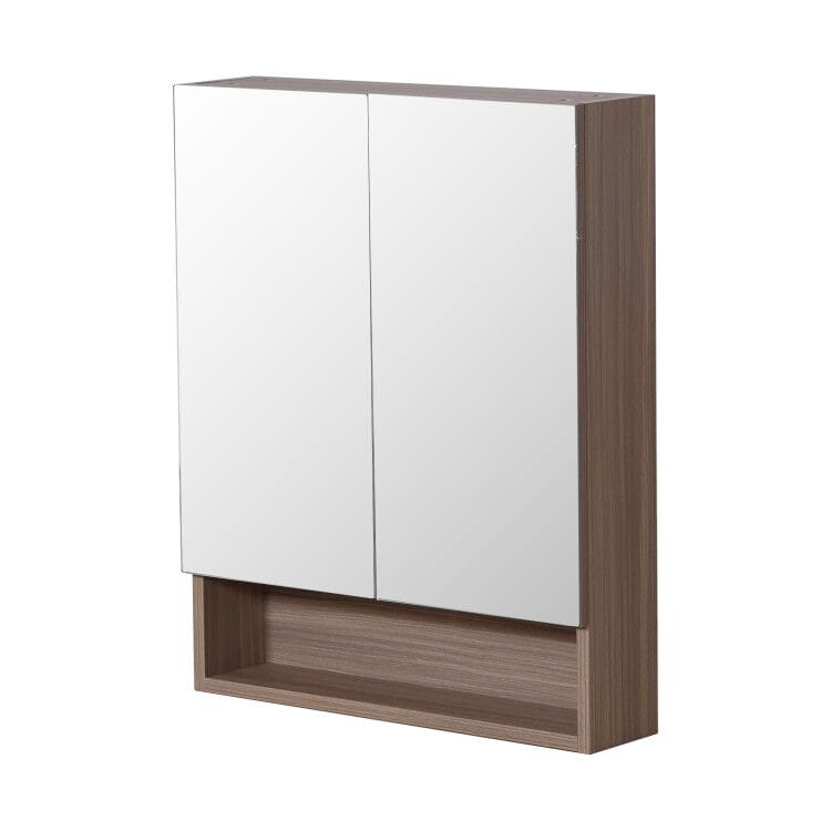 Style Wood Grain PVC Mirrors Shaving Cabinet With 2 Doors Oak 600X150X750 ,