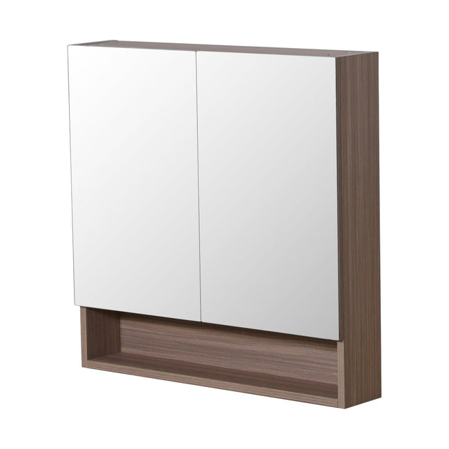 Style Wood Grain PVC Mirrors Shaving Cabinet With 2 Doors Oak 750X150X750 ,