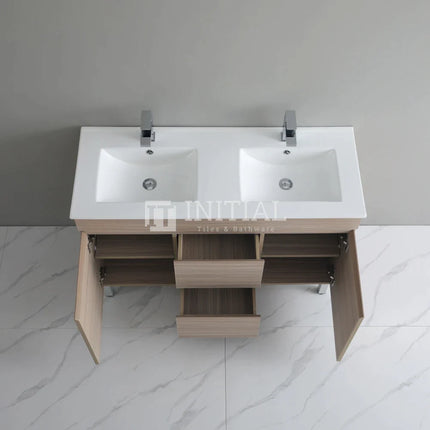 Stella 1200 Oak Freestanding Floor Vanity, 2 Solid Doors ,