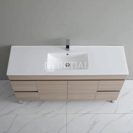 Stella 1500 Oak Freestanding Floor Vanity, 2 Solid Doors, 4 Drawers ,